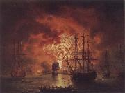 Jakob Philipp Hackert The Destruction of the Turkish Fleet in Chesme Harbour oil painting